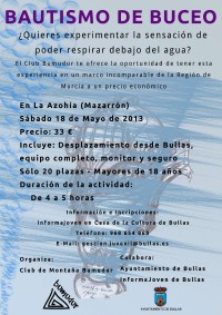 El Club de Montaña Bumudur de Bullas organiza un viaje para practicar buceo