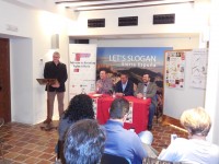 Presentación de la X marcha senderista de Pliego, con Antonio Huescar alcalde de Pliego, Luis Ríos presidente de la Federación de Montañismo y Antonio Santiago presidente de  la Asociación de senderismo Pliego