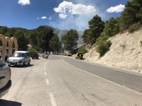 Efectivos del Infomur acuden a apagar incendio junto a la carretera Moratalla-Campo de San Juan