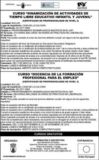 Nuevos cursos para desempleados en Bullas