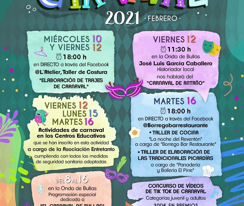 El Ayuntamiento de Bullas invita a disfrutar del Carnaval desde casa
