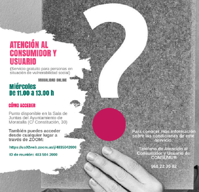 CONSUMUR prestará en el municipio de Moratalla un nuevo servicio virtual de Atención al Consumidor y Usuario