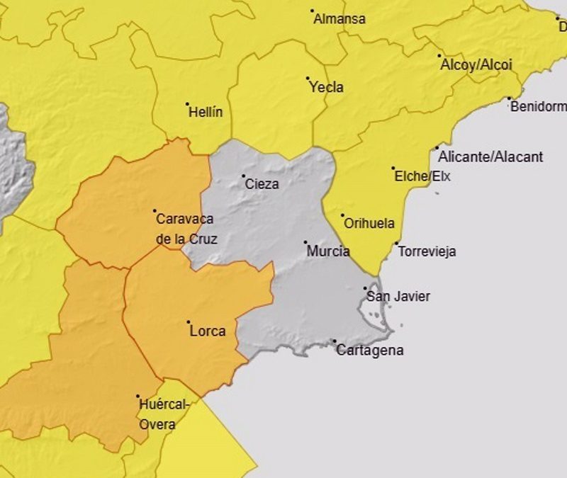 La Aemet mantiene para este martes avisos de nivel naranja por fuertes vientos en el Noroeste y el Valle del Guadalentín