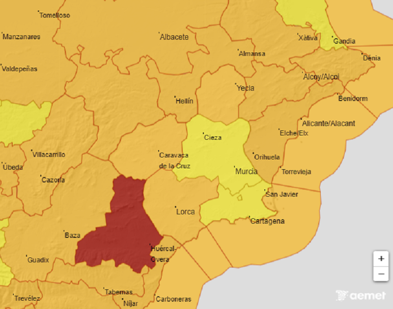 Meteorología espera para mañana miércoles rachas de viento de hasta 100 km/h en la Región de Murcia