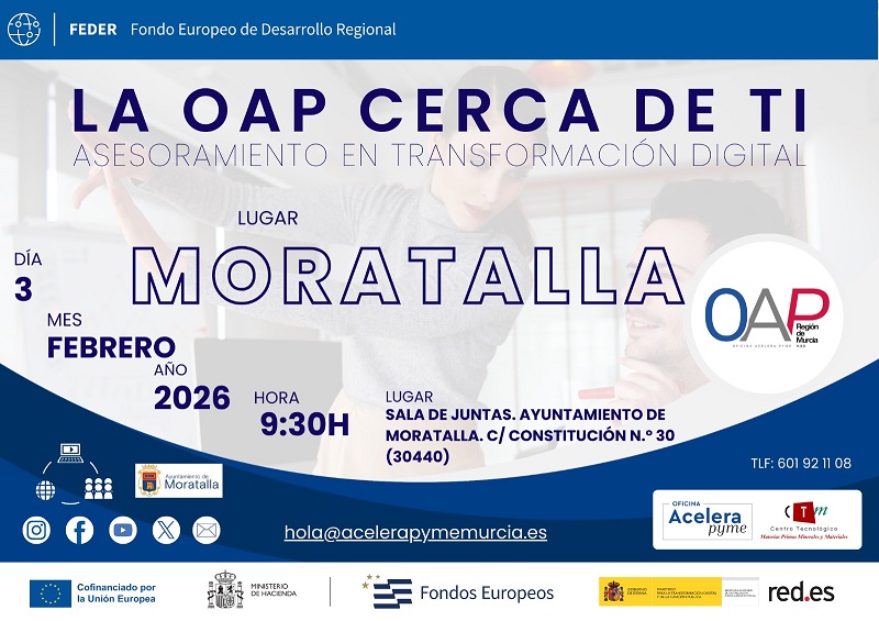 Llega a Moratalla la Oficia Acelera Pyme Cerca de ti  (Asesoramiento gratuito en Transformación Digital)