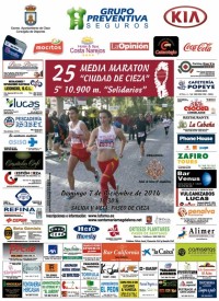 Cartel de la XXV  Media Maratón de Cieza y los 10900 metros solidarios