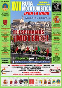 La XXIV Ruta Mototurística «por la Vida» se celebra el próximo 7 de abril y pasará por Calasparra, Caravaca y Cehegín