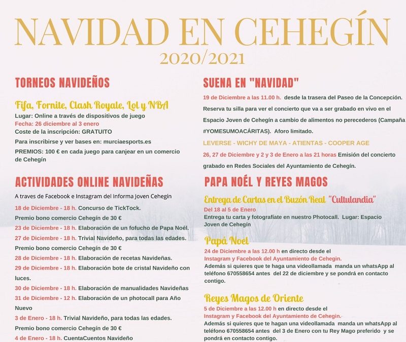 El Ayuntamiento de Cehegín presenta un programa para disfrutar de la Navidad «con todas las precauciones»