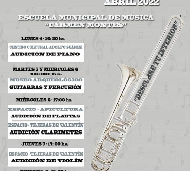 La Escuela Municipal de Música de Cehegin, realizará sus tradicionales audiciones en diferentes locales de la localidad.