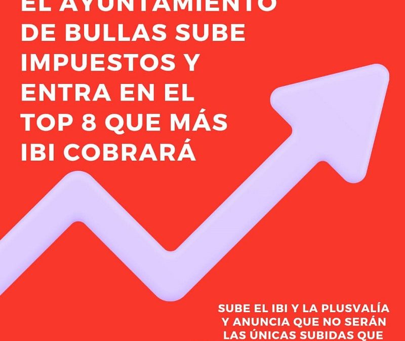 El regalo de Reyes del PSOE de Bullas a los vecinos, de Bullas y La Copa, es una subida, incremento y aumento de numerosos limpuestos municipales.