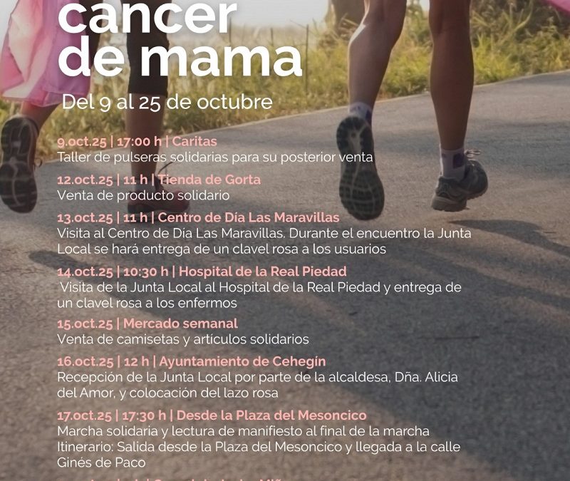 Cehegín se suma a las actividades por el Día Mundial del Cáncer de Mama con una amplia programación solidaria