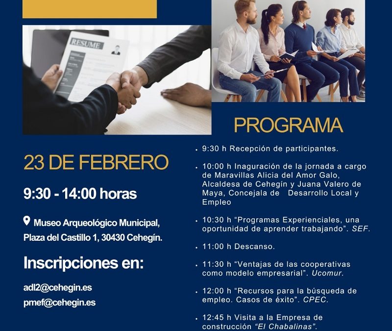 Cehegín organiza la I Jornada “Camino al Trabajo” para acercar oportunidades de empleo y formación